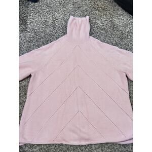 Croft & Barrow Women's Pink Cable Knit Turtleneck Sweater XL Vintage 100% Cotton